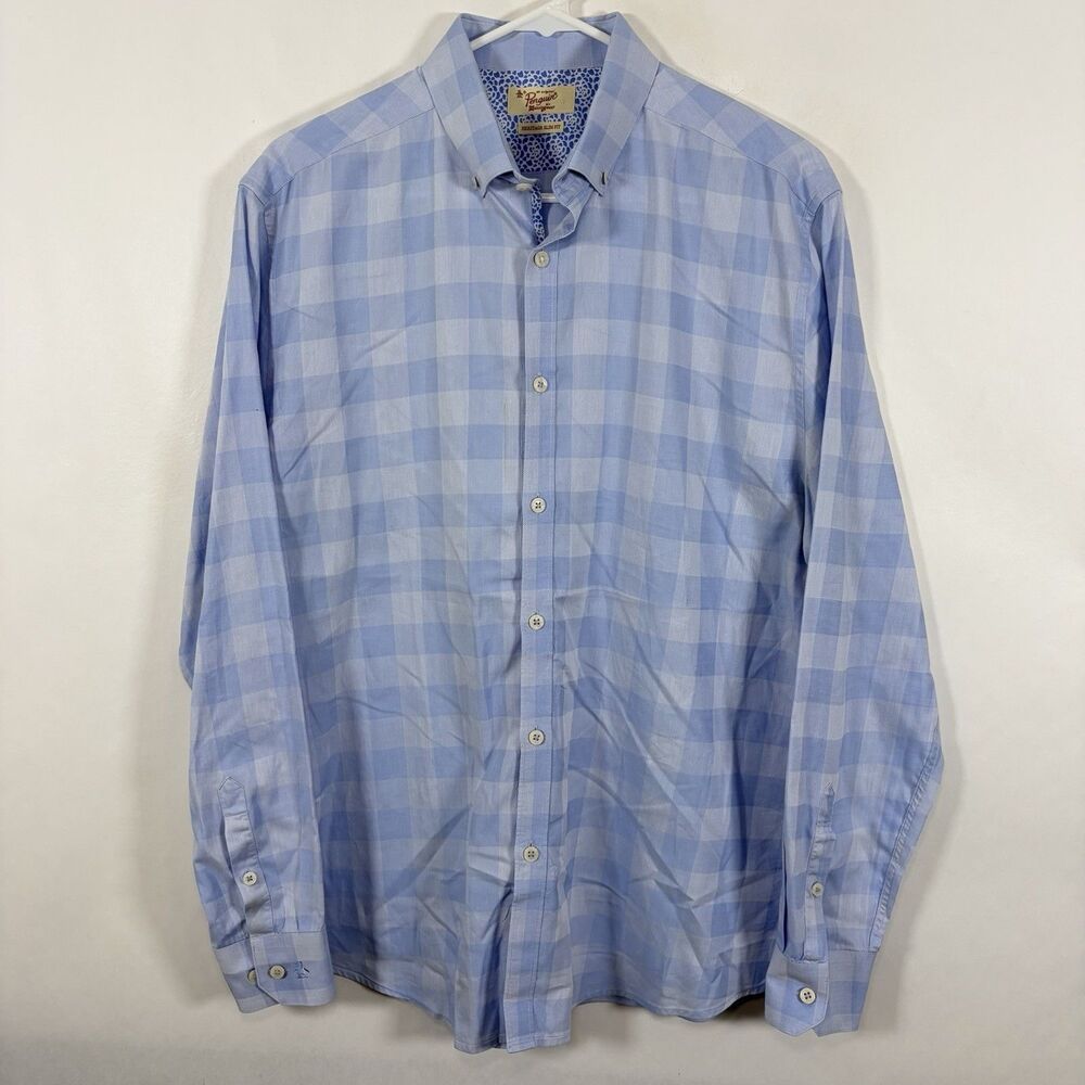 Original Penguin Heritage Slim Fit Button Down Dress Shirt Mens 16.5 34/35 Blue